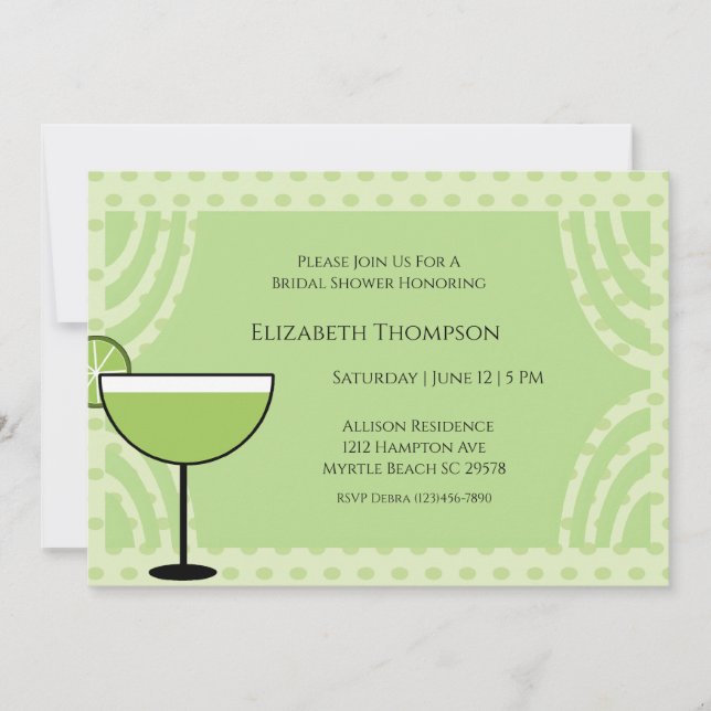 Lime Margarita Bridal Shower  Party  Invitation (Front)