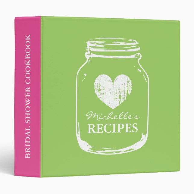 Lime mason jar bridalshower cookbook recipe binder (Front/Spine)