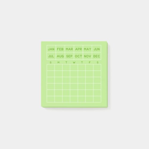 Lime Minimalist Monthly Planner Mini Calendar Post_it Notes