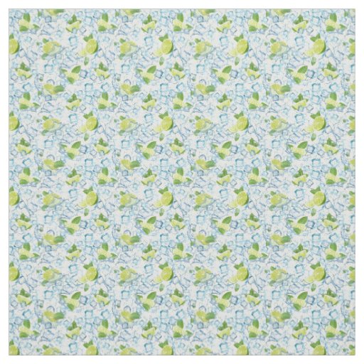 Lime, mint and ice cubes fabric
