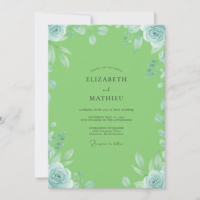 Lime Mint Vine Wedding Invitation (Front)