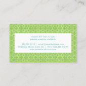 Lime/Mint Woven Design for Fitness and Yoga Business Card (Back)