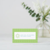 Lime/Mint Woven Design for Fitness and Yoga Business Card (Standing Front)