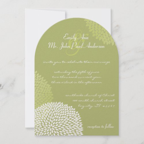 Lime Modern Floral Chrysanthemum Wedding Custom Announcement