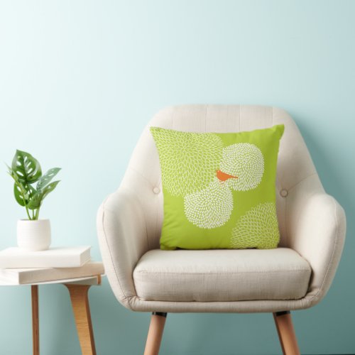 Lime Modern Flower Nectarine Cute Bird Pillow