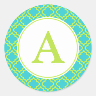 Lime Monogram Stickers