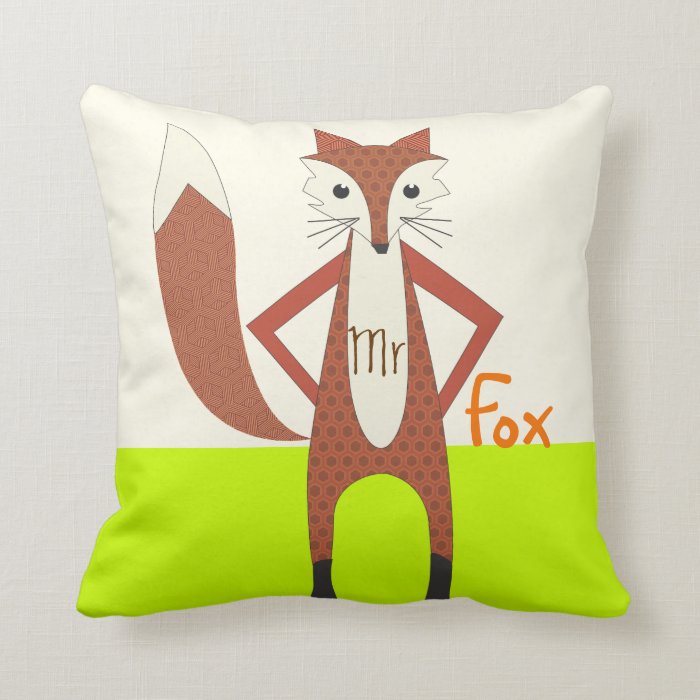 Lime Mr. Fox Pillow