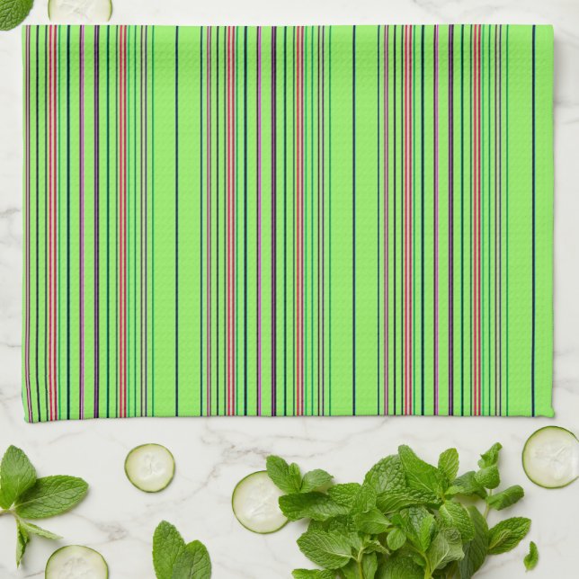 Lime Multicolored Stripes Towel (Folded)