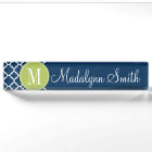 Lime & Navy Geometric Pattern Custom Monogram