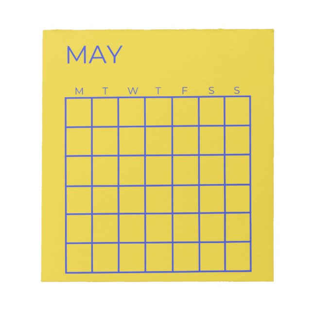 Lime Navy Undated May Calendar Notepad (Front)