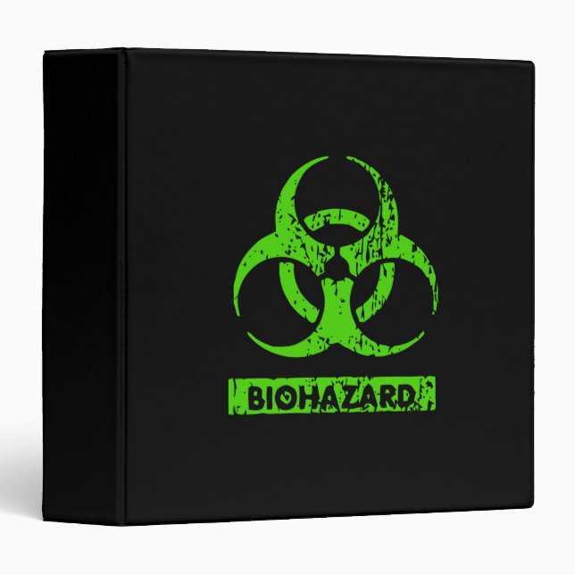 Lime Neon Green Bio-Hazard Chemicals Graphic 3 Ring Binder (Front/Spine)