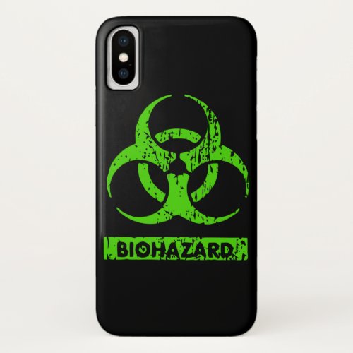 Lime Neon Green Bio_Hazard Chemicals Graphic iPhone XS Case