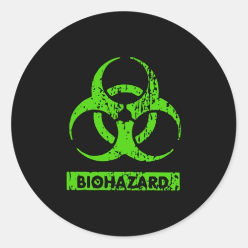 Lime Neon Green Bio_Hazard Chemicals Graphic Classic Round Sticker