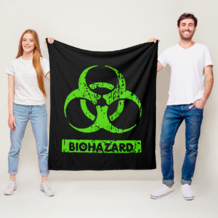 Lime Neon Green Bio-Hazard Chemicals Graphic Fleece Blanket