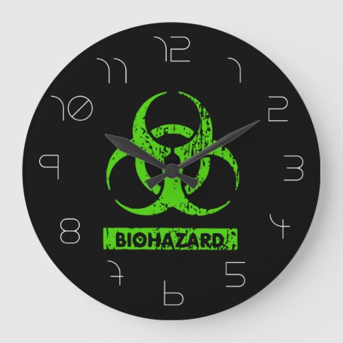 Lime Neon Green Bio_Hazard Chemicals Graphic Large Clock