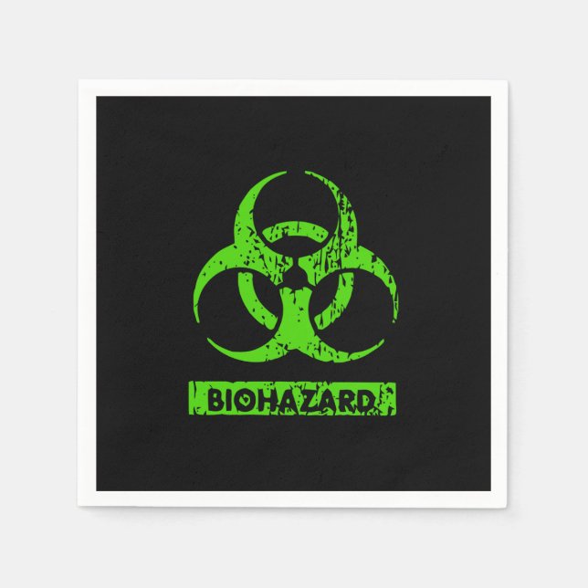 Lime Neon Green Bio-Hazard Chemicals Graphic Napkins (Front)
