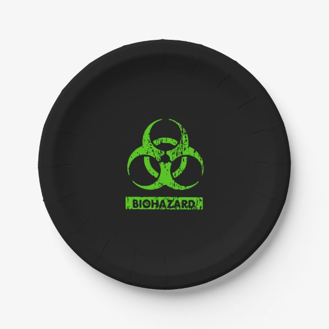 Lime Neon Green Bio-Hazard Chemicals Graphic Paper Plates (Front)