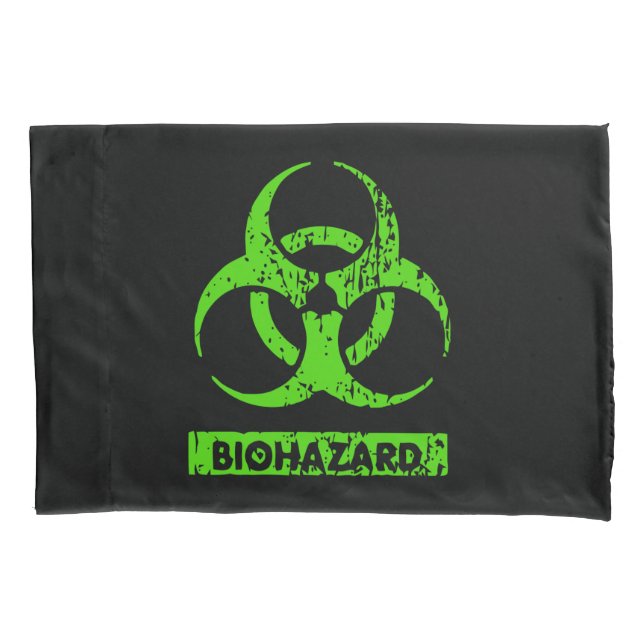 Lime Neon Green Bio-Hazard Chemicals Graphic Pillow Case (Front)