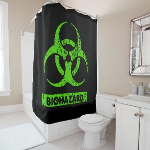 Lime Neon Green Bio-Hazard Chemicals Graphic Shower Curtain