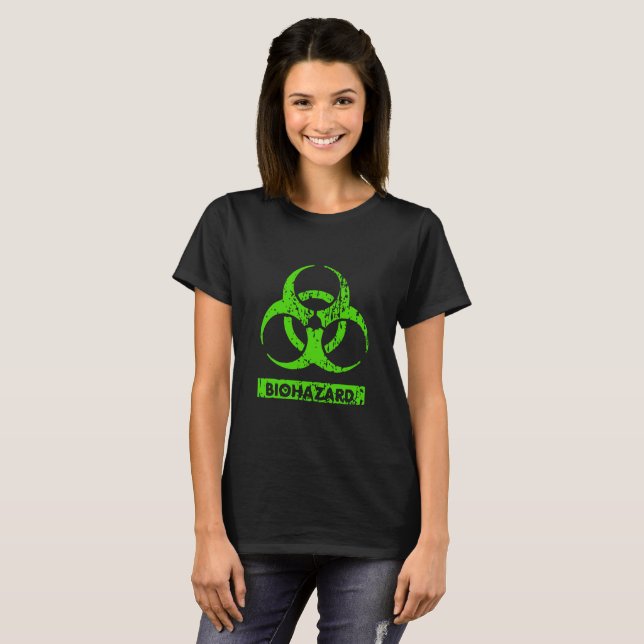 Lime Neon Green Bio-Hazard Chemicals Graphic T-Shirt (Front Full)