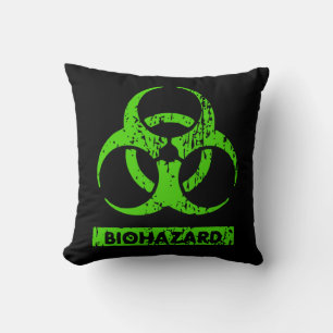 Lime Neon Green Bio-Hazard Chemicals Graphic Throw Pillow