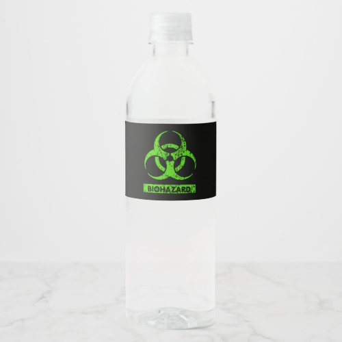 Lime Neon Green Bio_Hazard Chemicals Graphic Water Bottle Label