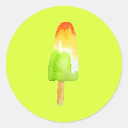 Lime orange popsicle Summer ice_block pop art Classic Round Sticker