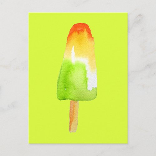 Lime orange popsicle Summer ice_block pop art Postcard