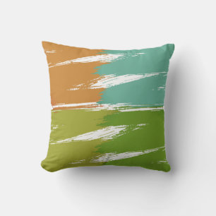 Lime Orange Turquoise Green Brush Stroke Paint #3 Throw Pillow