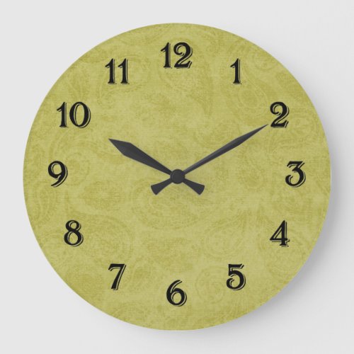 Lime Paisley Large Clock