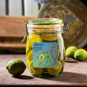 Lime Pals Funny Cartoon Preserves Curd and More Square Sticker