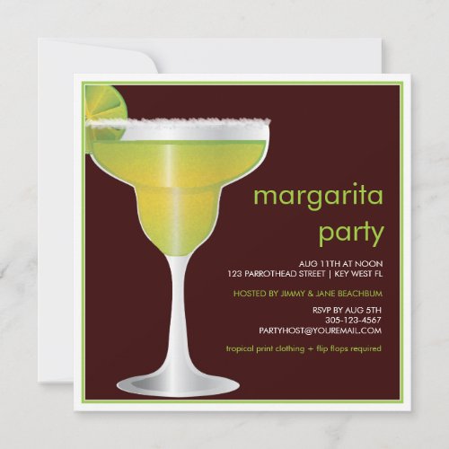 Lime Paradise Margarita Party Invitation