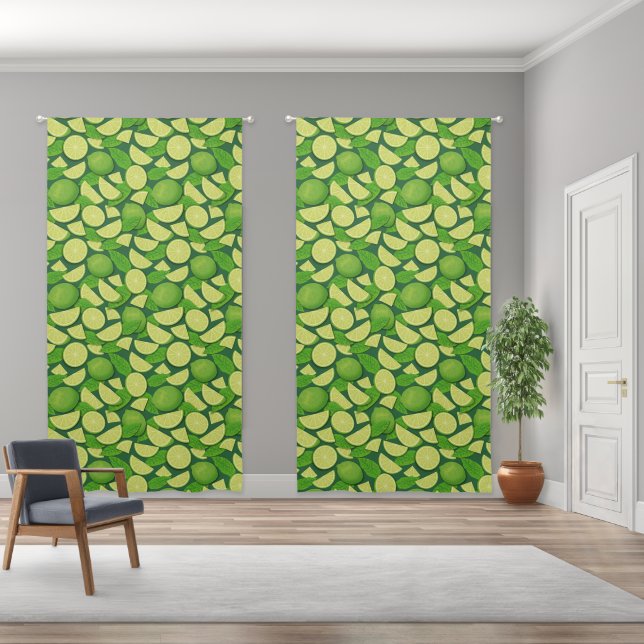Lime Pattern Blackout Curtains (Wide)