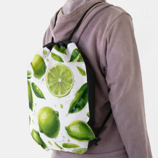 Lime Pattern Drawstring Bag