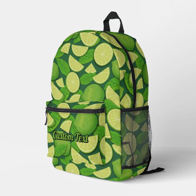 Lime Pattern Printed Backpack (Back Corner Right)
