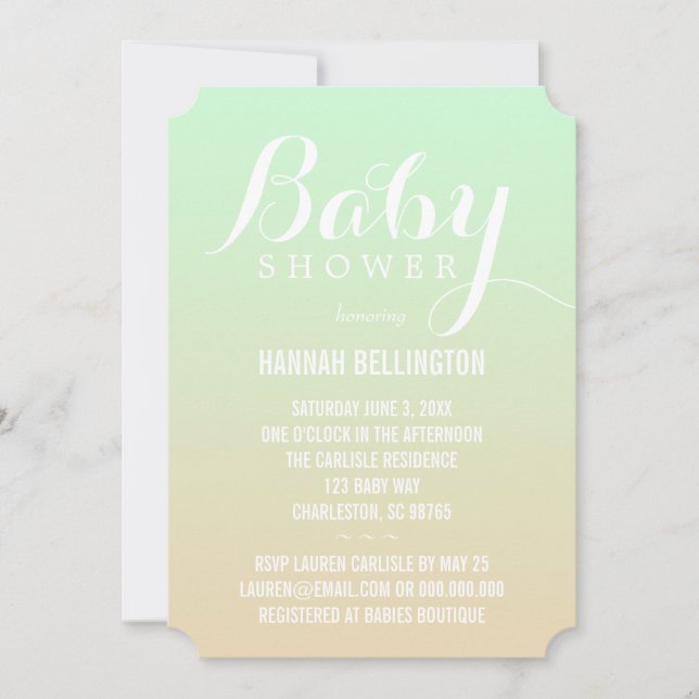 Lime & Peach Baby Invitation (Front)