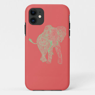 Lime/Peach Elephant iPhone 5 Case