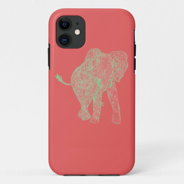 Lime/Peach Elephant iPhone 5 Case (Back)
