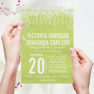Lime Photo Confetti ModernTypography Invitation