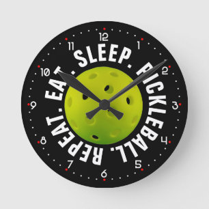 😍 Lime Pickleball / black with numbers   Round Clock