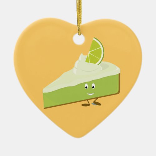 Lime pie slice character ceramic ornament