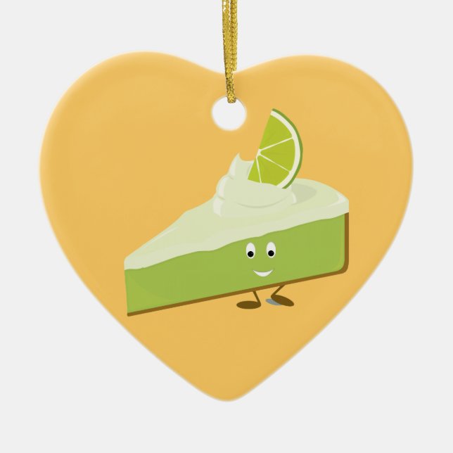 Lime pie slice character ceramic ornament (Front)