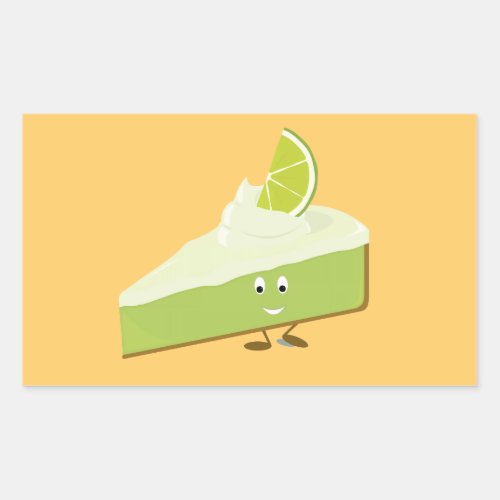 Lime pie slice character rectangular sticker