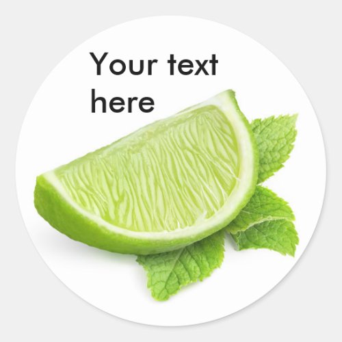 Lime piece and mint leaf classic round sticker