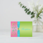 Lime, Pink, and Aqua Floral Enclosure Card (Standing Front)