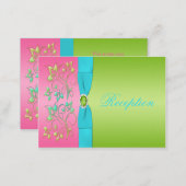 Lime, Pink, and Aqua Floral Enclosure Card (Front/Back)