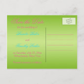 Lime, Pink, and Aqua Floral Save the Date Postcard (Back)