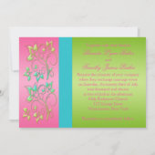 Lime, Pink, and Aqua Floral Wedding Invitation (Back)