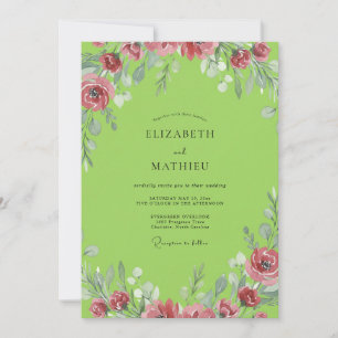 Lime Pink Blossom Wedding Invitation