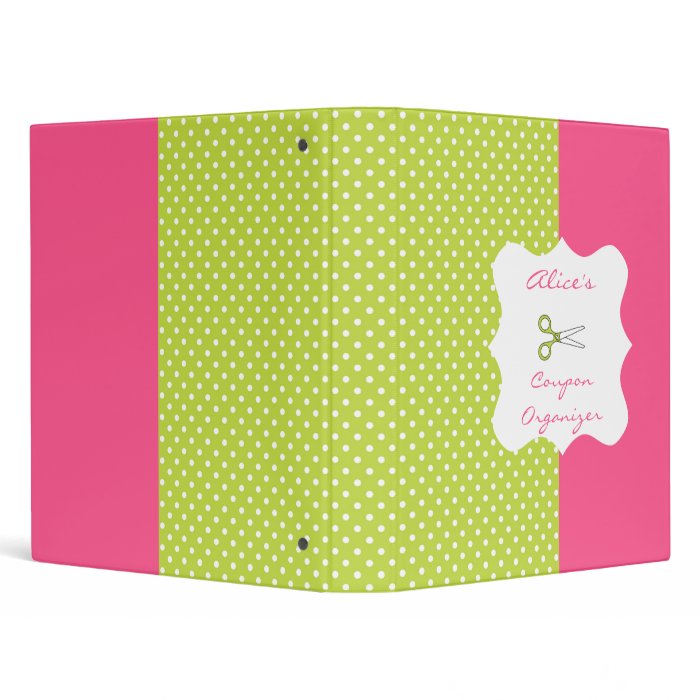 Lime&Pink Polka Dot Personalized Coupon Organizer Binders